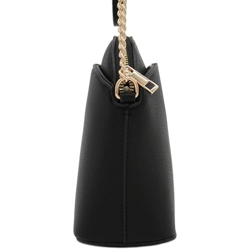 FashionPuzzle Faux Leather Small Dome Crossbody Bag with Chain Strap3