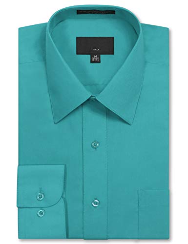 Men's Long Sleeve Regular Fit Solid Dress Shirt 15-15.5 N : 34-35 S Turquoise