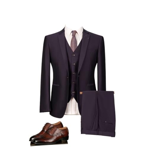 Suit Suit Men's Three-Piece Suit Slim Fashion Suit Groom Wedding Dress Business Professional Dress(Medium)