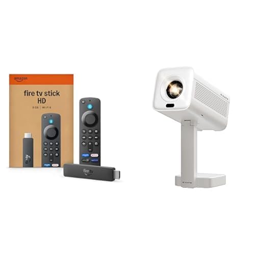 Saver combo of E GATE Atom 4X Native 1080p Projector and Amazon Fire TV Stick HD (newest model)