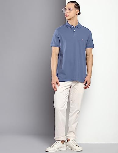 Image of Tommy Hilfiger Solid Regular fit Cotton Polo t-Shirt