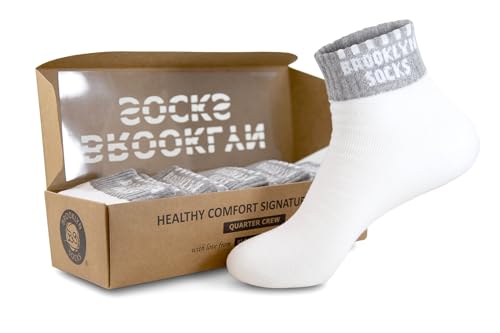 Brooklyn Socks 5 Pairs of Signature Cotton Ankle Socks, Comfort Non-Binding Fully Cushioned