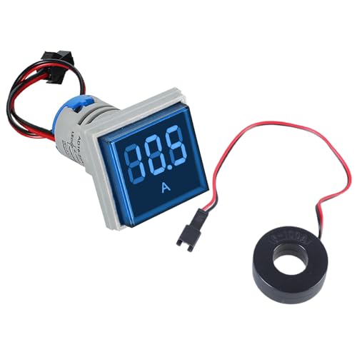 0-100A - Monitores de detector de corriente de cabeza cuadrada de 22 mm, pantalla retroiluminada, medidor de corriente, amperímetro digital