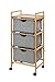Produktbild WENKO Wäschewagen Bahari, hochwertiges Rollregal aus nachwachsendem Bambus mit 3 herausnehmbaren Körben aus 100 % grauem Polyester & einer Ablage für zusätzlichen Stauraum, 44 x 96 x 34 cm, Natur/Grau