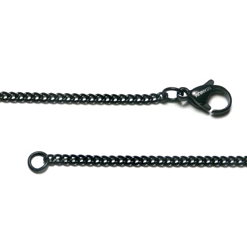 True Black Titanium 2MM Curb Link Necklace Chain2