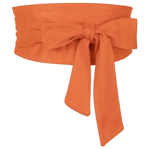 Women Plus Size Solid Obi Belt, Bowknot Self Tie Wrap Wide Sash Waistband Belt for Dress