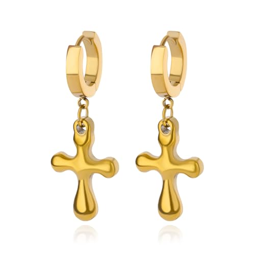 Cerceau Pendant en Or pour Femmes avec Pendentif Croix MOCHAMIK