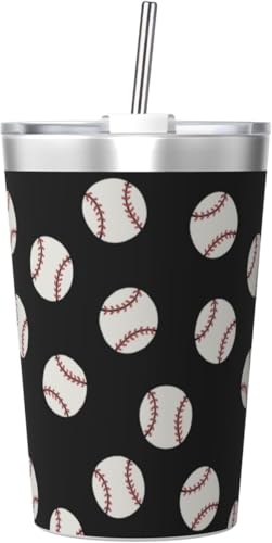 魔法瓶 野球柄 タンブラー 350ml ステンレス製 水筒蓋とストロー付き 真空断熱漏れない 持ち運び 直飲み 子供 通勤 通学 かわいい おしゃれ プレゼント