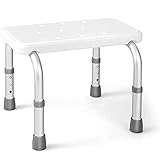 PTHTBL Pabos de Ducha 3 Posiciones Silla de Ducha de baño Ajustable Altura, Asiento portátil de Banco de baño Que no es Deslizamiento para Ancianos, discapacitados y discapacitados,Plata