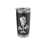 On Air Vintage Microphone Gifts for Podcast Radio Host Stainless Steel Insulated Tumbler