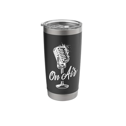 On Air Vintage Microphone Gifts for Podcast Radio Host Stainless Steel Insulated Tumbler