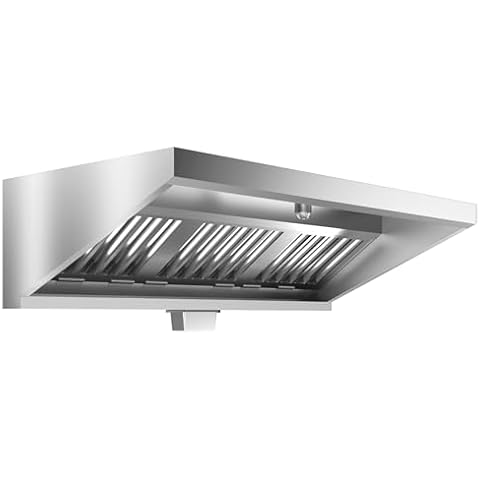 Commercial Exhaust Hood 5 FT Stainless Steel Concession Trailer Hood with 3 Removable Hood Filters(No Motor), Grease Cup and Hood Light, Rust Resistant Vent Hood for Commercial Kitchen, NSF Listed Cover