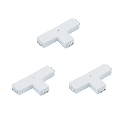 S SIENOC 3x Adaptador de pin en forma de T blanco 2 para 3528 8 mm Led conector de tira de luz Tipo T Conector de tira de LED