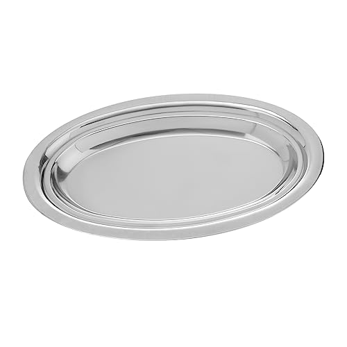 FRCOLOR 1個 オーバル カトラリー バーベキュー 分割されたスナック容器 ベーコン plate レストランスナックプレート ステンレススナックプレート ステンレス鋼 Silver