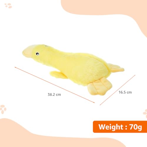 Image of Amazon Basics Fiber Stuffed Yellow Duck Crinkle Dog Toy | Soft Squeaker | Durable Cotton Fabric | for Teething & Training | Small, Medium & Large Dogs | Indoor Play