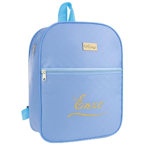 Mochila Personalizada Com Nome Do Bebê Maternidade Moderna Espaçosa (Azul Bebê)