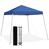 COSTWAY 3x3 m Faltpavillon, Pop-Up-Pavillon, höhenverstellbarer Gartenpavillon, wasserdicht, stabil, Winterfest, UV-Schutz 50+, Partyzelt mit Tragetasche für Garten, Camping, Markt (Blau)