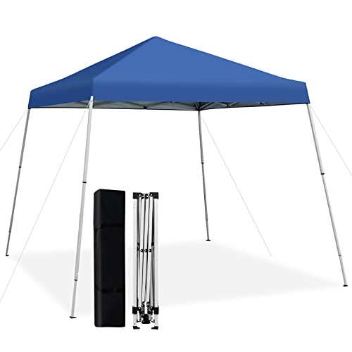COSTWAY 3x3 m Faltpavillon, Pop-Up-Pavillon, höhenverstellbarer Gartenpavillon, wasserdicht, stabil, Winterfest, UV-Schutz 50+, Partyzelt mit Tragetasche für Garten, Camping, Markt (Blau)