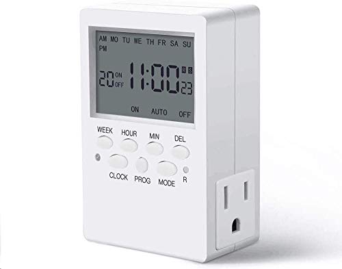 Dual Outlet Timer, CF GROW 7 Day Heavy Duty Digital Electronic Timer, Programmable