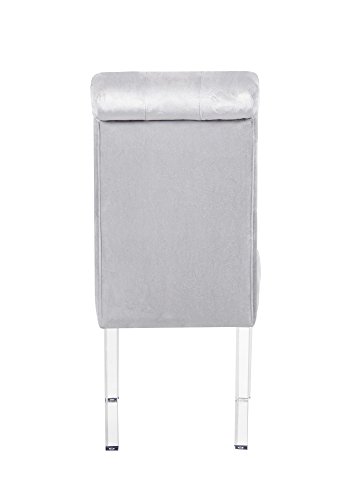 Iconic Home Sharon Dining Side Chair Button Tufted Velvet Upholstered Acrylic Legs (Set Of 2) Modern Contemporary, Silver #TOP3