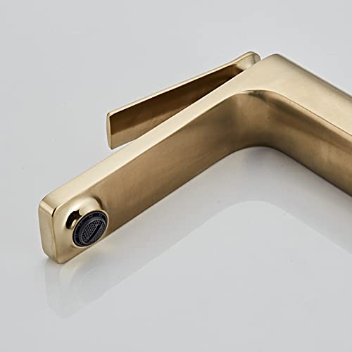 Contemporary Single Handle Tall Brushed Nickel Gold Bathroom Vessel Sink Faucet, Lavatory Faucet With Hoses #TOP5