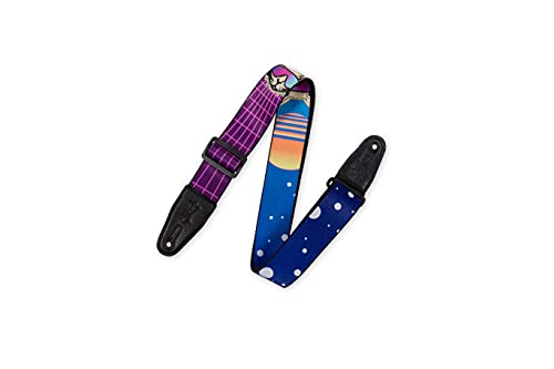 Levy's Leathers Alça de guitarra de poliéster de 5 cm de largura com motivo Cyber Cat (MPD2-119)