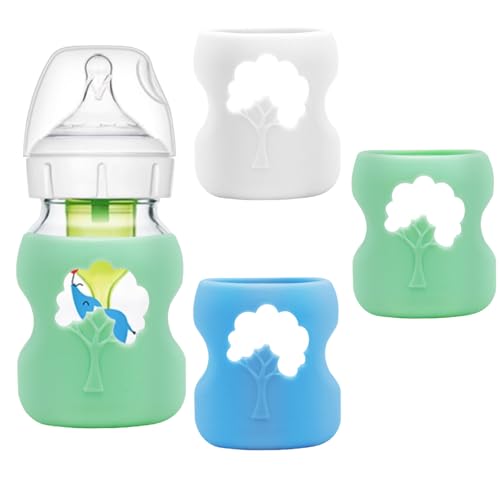 Image of 3 Pack Anti Breakage Baby Bottle Holder, Silicone Sleeves for Dr. Brown's Natural Glass Baby Bottles, Anti Flow Sleeve for Infant Bottles (5 Ounce)