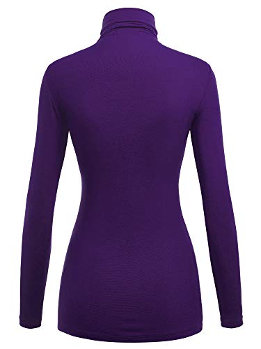 Image of Lock and Love Women's Turtleneck Top Lightweight Long Sleeve Slim Fit Pullover, Soft Rayon Stretch Layering Basic, S-3XL