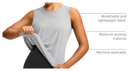 Image of Women's Workout Tops Racerback Athletic Tank Tops Sleeveless Loose Fit Yoga Running Gym Shirts for Women