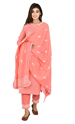 Image of miss fame Women's Cotton Kurta with Pants and Dupatta Set