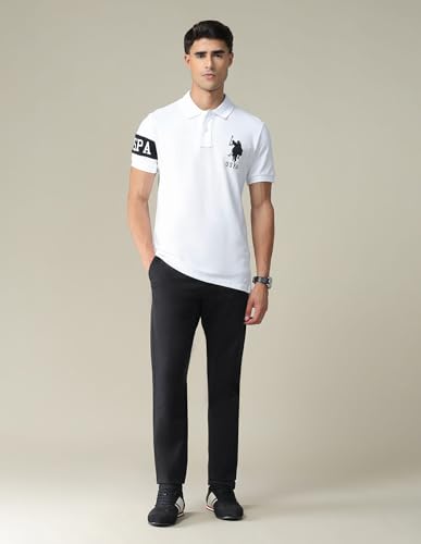 Image of U.S. Polo ASSN. Solid Slim Fit Polo T Shirts for Men - 100% Cotton, Half Sleeves Mens Tshirt
