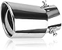 yonwait Pack-1 for Car Polished Stainless Steel Exhaust Tail Exterior Rear Tail Muffler Tip Pipe, 2.5' to 3.3' Tailpipe Flue Muffler, Auto Universal Accessories (Silver & Bending)