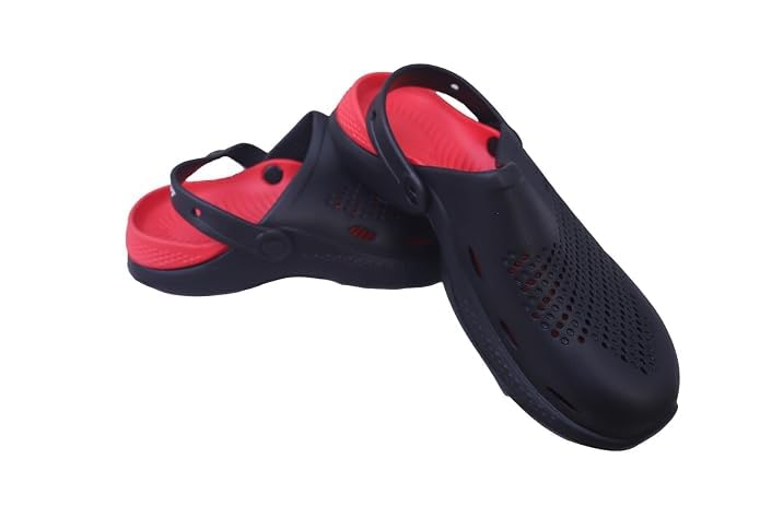 Unisex EVA Lightweight Clogs with Adjustable Back Strap Breathable Anti-Skid Slip-On Casual Garden & Beach Footwear Navy Blue & Red-picture-15
