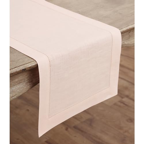image for Solino Home Linen Pink Table Runner 90 Inches Long - 100% Pure Linen H