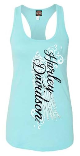 Harley-Davidson Women's Road Diva Script Sleeveless Racerback Tank Top, Yellow