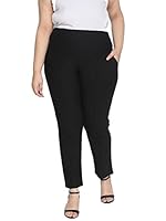 AMYDUS Plus Size Women Crease Seam Tummy Shaper Pants | High-Waist | Stretchable | Straight Fit | Wide Waistband | 2 Pockets | Cloud Soft Fabric | Tummy Tucker Jeggings for Women - XL to 9 XL Black