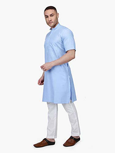 Image of Rajubhai Hargovindas Men's Premium Cotton Half Sleeve Solid Kurta