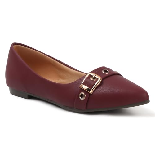 Image of Sukun FBC 99 Women's Bellies Flats Lightweight, Comfortable Slip-On Pointed Toe Shoes for Office, Casual | Stylish, Durable & Comfy