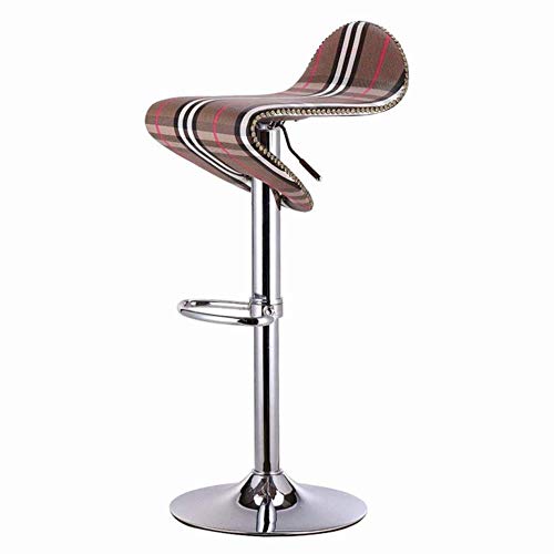 Silla de barra regulable en altura con base giratoria de metal y diseño tartán