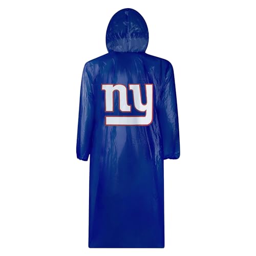Pets First NFL New York Giants Waterproof Rain Poncho for Adults, Sporty Rain Poncho for Men and Women, with Elastic Sleeves and Drawstring Hood, Rain Coat for Rainy Weather. Ftbl Rain Jacket4