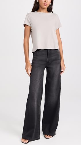 DL1961 Women's Softwear Hepburn Wide Leg: High Rise Jeans '32, Dark Haze (Ultimate Knit), Black, 28