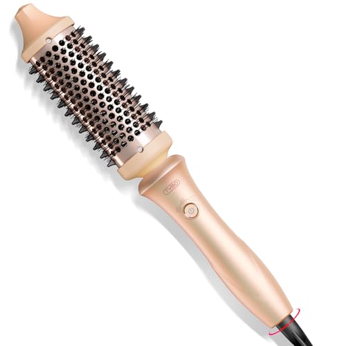 Image of TYMO Thermal Brush Curling Brush - STYLUX 1.7 Inch Blowout Volumizer with Flexi-Fit for Hair Straightening, Heated Round Styler Tool, Hair Straightener and Curler 2 in 1, Dual Voltage, Pink