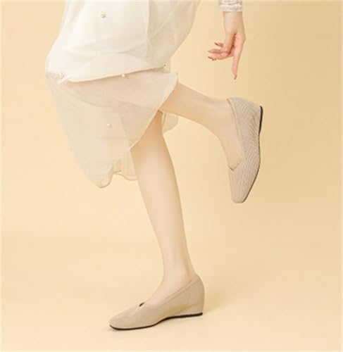 Women's Square Toe Ballet Flats - Slip On Knit Comfortable Ballerina Shoes, Casual Soft Walking Flats for Work & Dress2