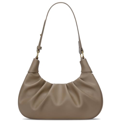 Image of KKXIU Shoulder Bag Crescent Handbag Ruched Purse Underarm Bag Mini Hobo for Women
