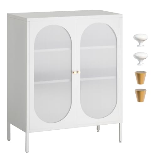 LAND·VO 多機能メタル収納キャビネット、マットホワイト、66LGSC03W01