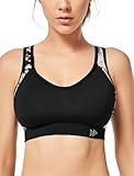 Yvette Sport-BH mit hoher Belastung, für Damen, 70 - 100 D, Criss Cross Back Push Up, Laufen, hohe Unterstützung, BH, Übergröße, große Brust, Schwarz, Schwarz, 70AA