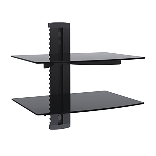® Wandregal (2 Ablageböden) Glasregal Wandhalterung für DVD Player Mediaplayer Sky Apple TV / Fire TV / Game Console PS4 xBox Wii Media