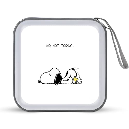 スヌーピー CDケース プラケース スリム BD DVDケース 大容量 40枚収納 ディスク収納ケース 小型 持ち運び便利 可愛い 男女兼用 旅行 自宅用 セミハード ファスナー付