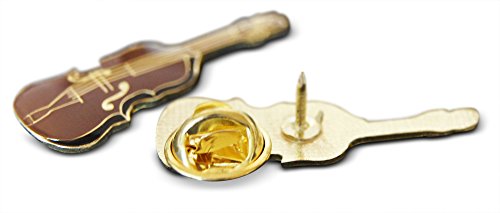 Image of 3-Piece Light Brown String Violin Fiddle Musician Lapel or Hat Pin & Tie Tack Set with Clutch Back by Novel Merk