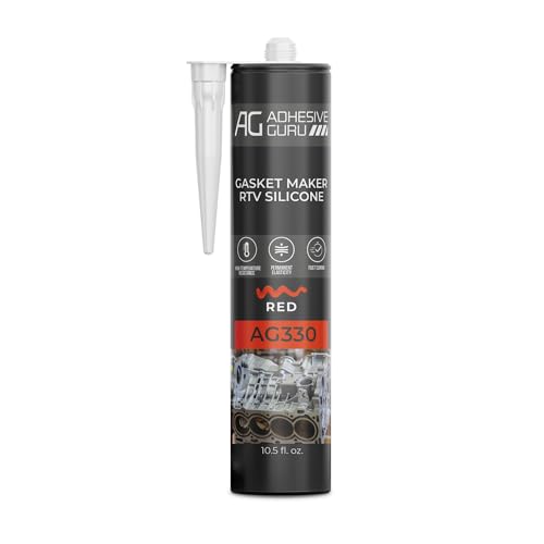 Adhesive Guru AG330 High Performance RTV High-Temp Silicone Gasket Maker and Sealant 10.5 fl oz, Heat Resistant from 104ºF to 572ºF, Red – 1 Pack